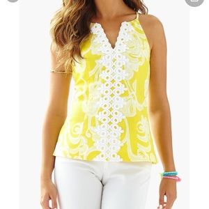 Lilly Pulitzer magnolia halter top yellow size 2